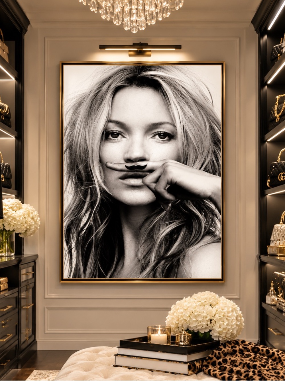 Black White Fashion Wall Art Editorial Glam Closet Dressing Room Print